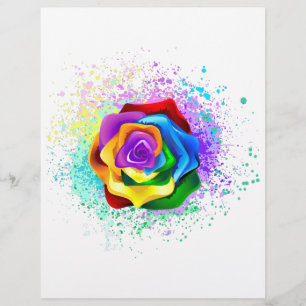 Colourful Rainbow Rose Custom Letterhead