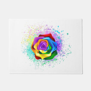 Colourful Rainbow Rose Doormat