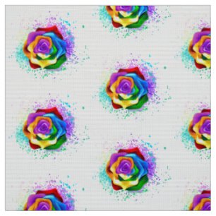 Colourful Rainbow Rose Fabric