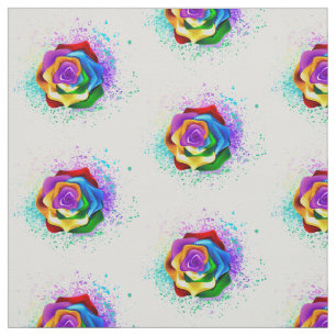 Colourful Rainbow Rose Fabric