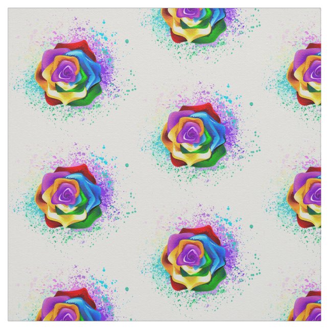 Colourful Rainbow Rose Fabric (Swatch)