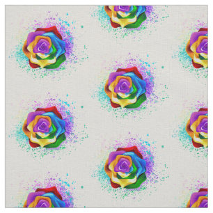 Colourful Rainbow Rose Fabric