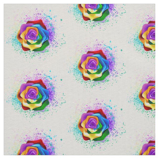 Colourful Rainbow Rose Fabric (Swatch)