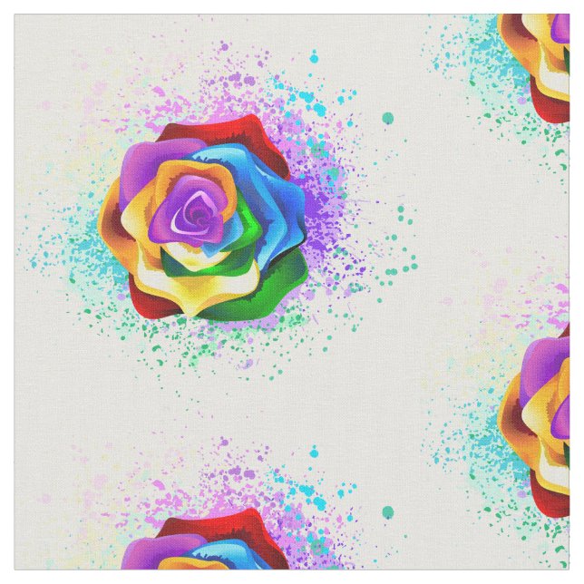 Colourful Rainbow Rose Fabric (Close Up)