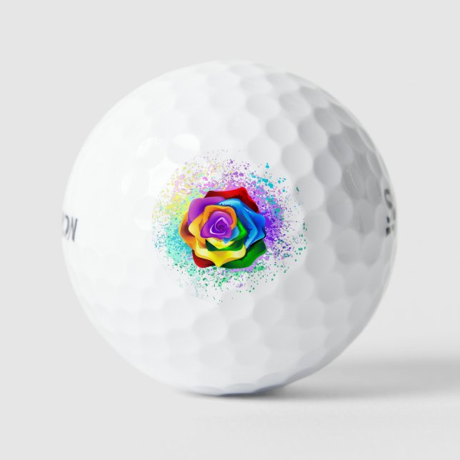Colourful Rainbow Rose Golf Balls (Front)