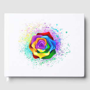 Colourful Rainbow Rose Guest Book