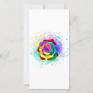 Colourful Rainbow Rose Holiday Card