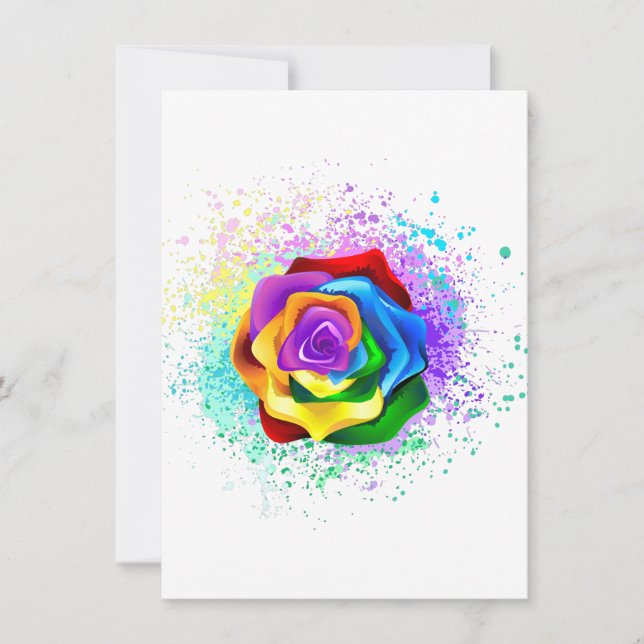 Colourful Rainbow Rose Holiday Card (Front)