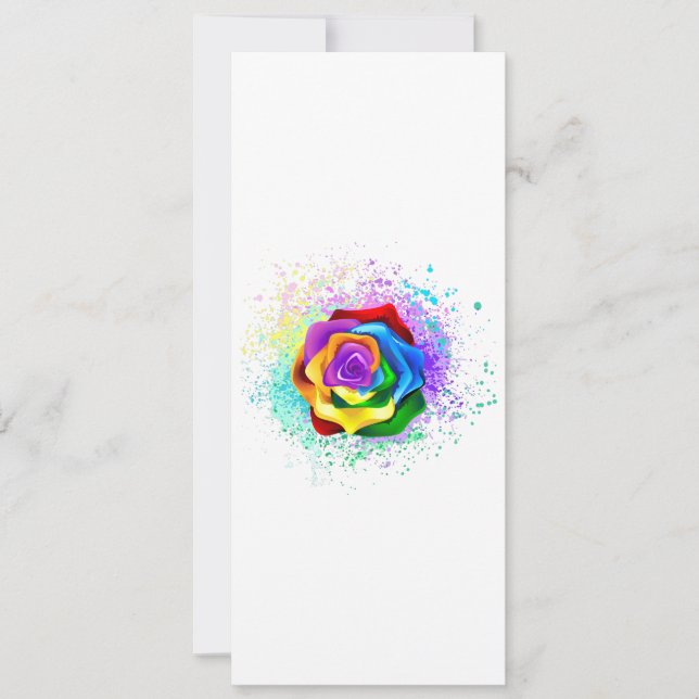 Colourful Rainbow Rose Holiday Card (Front)
