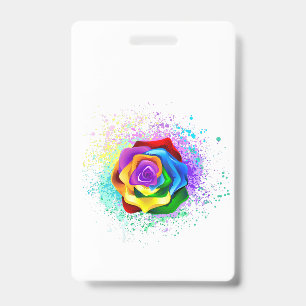 Colourful Rainbow Rose ID Badge