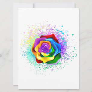 Colourful Rainbow Rose Invitation