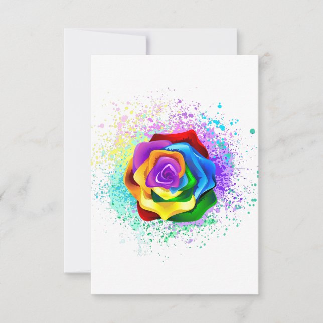 Colourful Rainbow Rose Invitation (Front)