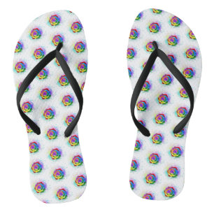 Colourful Rainbow Rose Jandals