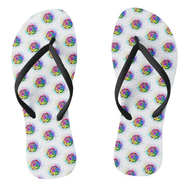 Colourful Rainbow Rose Jandals (Footbed)
