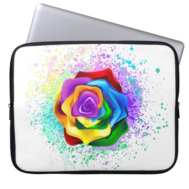 Colourful Rainbow Rose Laptop Sleeve (Front)