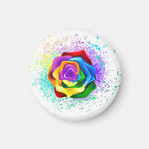 Colourful Rainbow Rose Magnet
