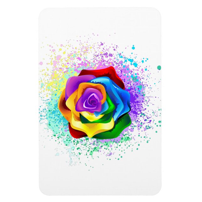 Colourful Rainbow Rose Magnet (Vertical)