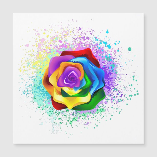 Colourful Rainbow Rose Magnetic Invitation (Front)