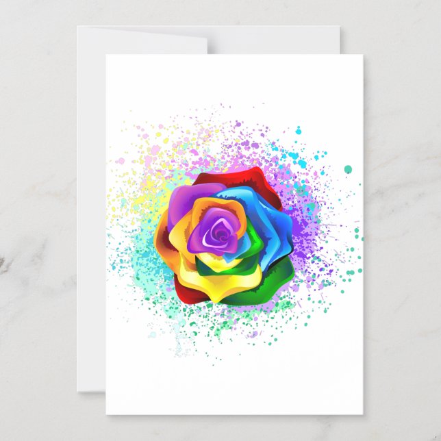 Colourful Rainbow Rose Magnetic Invitation (Front)