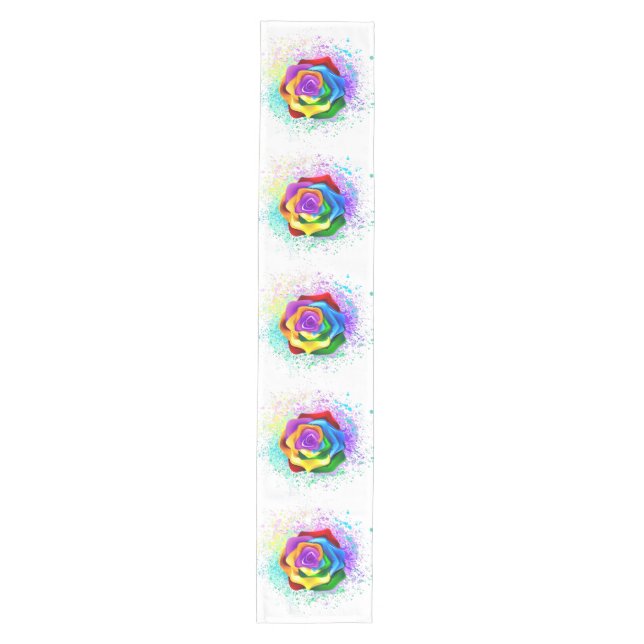 Colourful Rainbow Rose Medium Table Runner (Front)