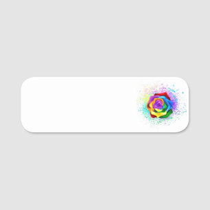 Colourful Rainbow Rose Name Tag