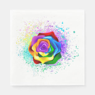 Colourful Rainbow Rose Napkin