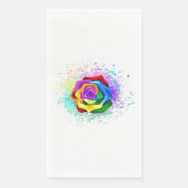 Colourful Rainbow Rose Napkin (Front)