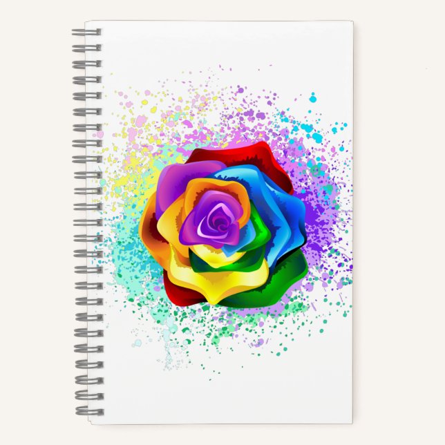 Colourful Rainbow Rose Notebook (Front)