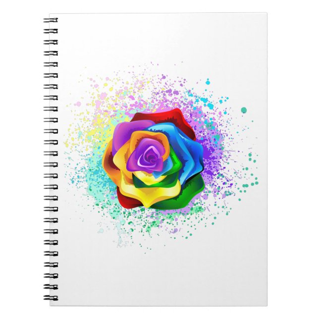 Colourful Rainbow Rose Notebook (Front)