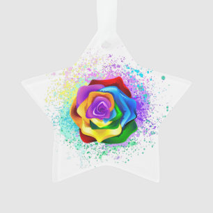 Colourful Rainbow Rose Ornament