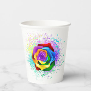 Colourful Rainbow Rose Paper Cups