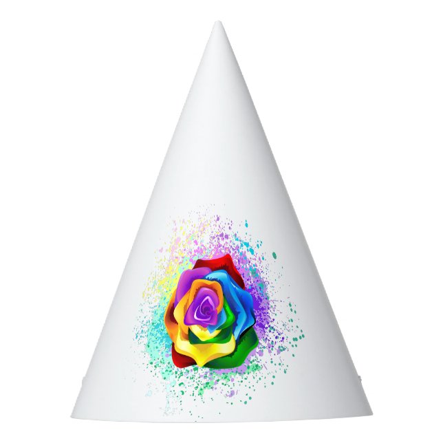 Colourful Rainbow Rose Party Hat (Front)