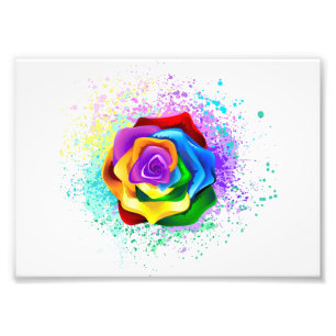 Colourful Rainbow Rose Photo Print