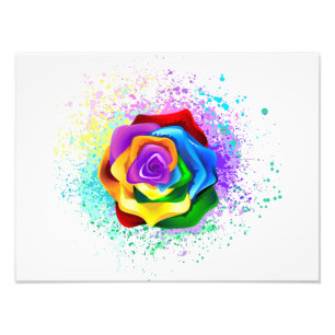 Colourful Rainbow Rose Photo Print