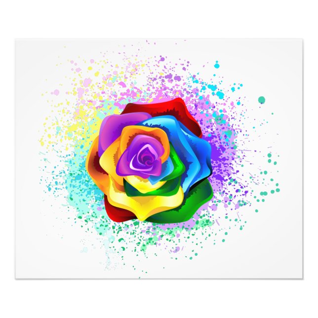 Colourful Rainbow Rose Photo Print (Front)