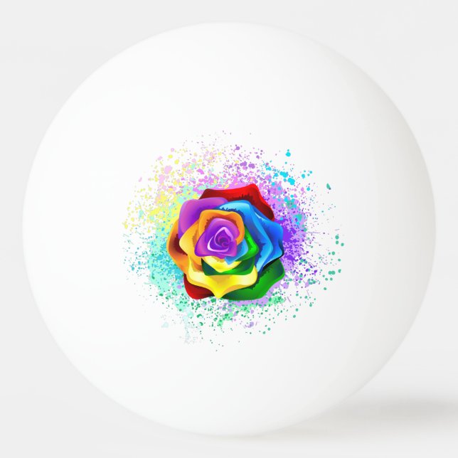 Colourful Rainbow Rose Ping Pong Ball (Front)