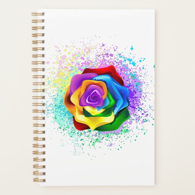 Colourful Rainbow Rose Planner (Front)