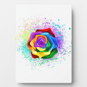 Colourful Rainbow Rose Plaque
