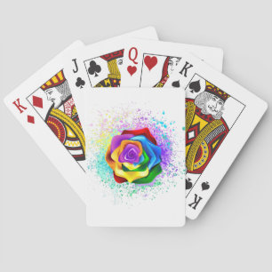 Colourful Rainbow Rose Playing Cards