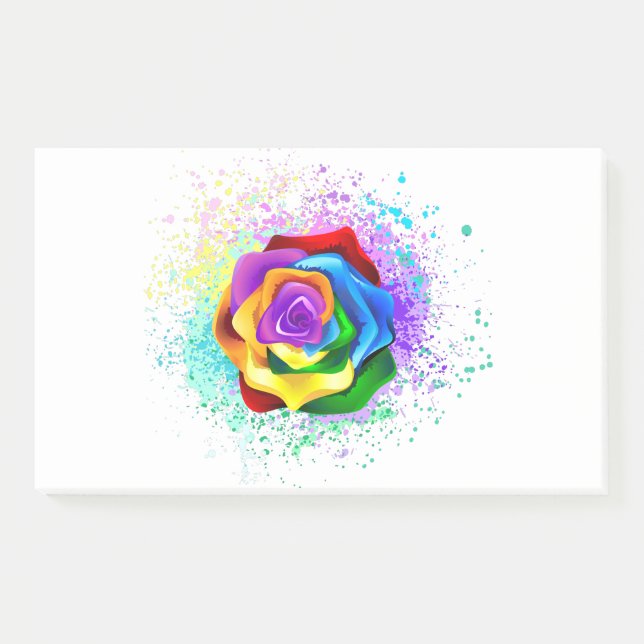 Colourful Rainbow Rose Post-it Notes (Front)