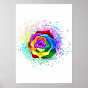 Colourful Rainbow Rose Poster