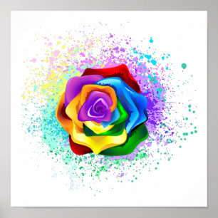 Colourful Rainbow Rose Poster