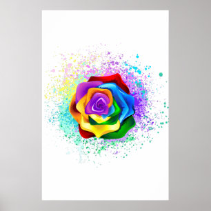 Colourful Rainbow Rose Poster