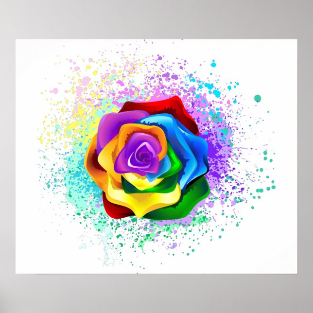 Colourful Rainbow Rose Poster (Front)