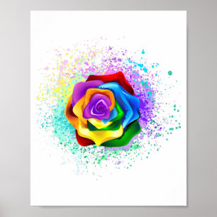 Colourful Rainbow Rose Poster
