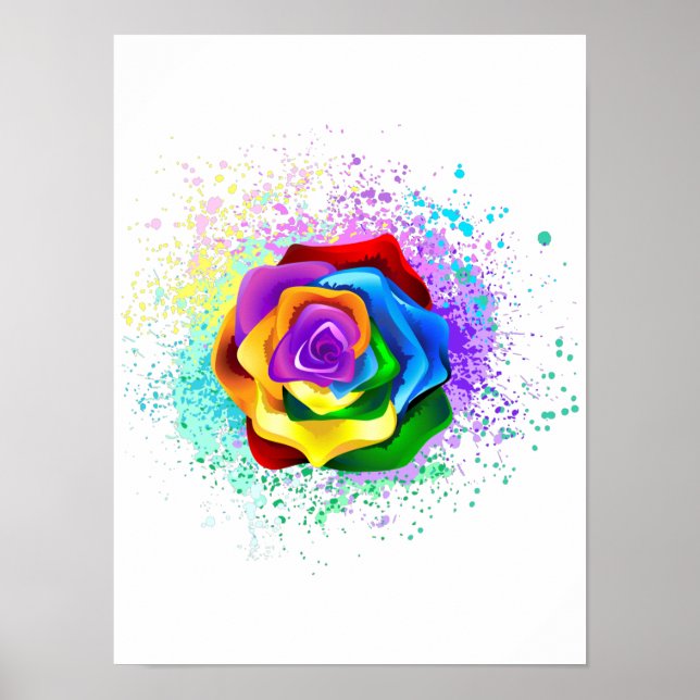 Colourful Rainbow Rose Poster (Front)