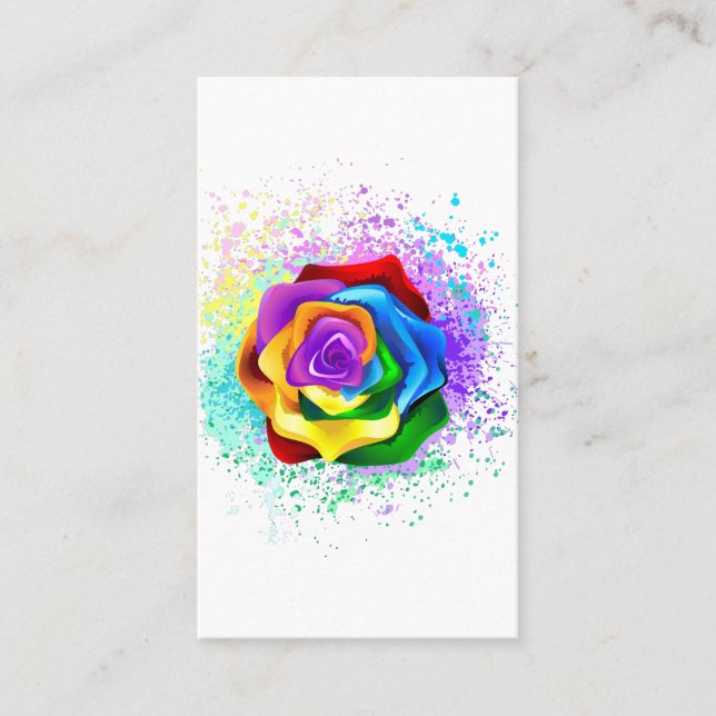 Colourful Rainbow Rose Referral Card (Front)