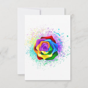 Colourful Rainbow Rose RSVP Card