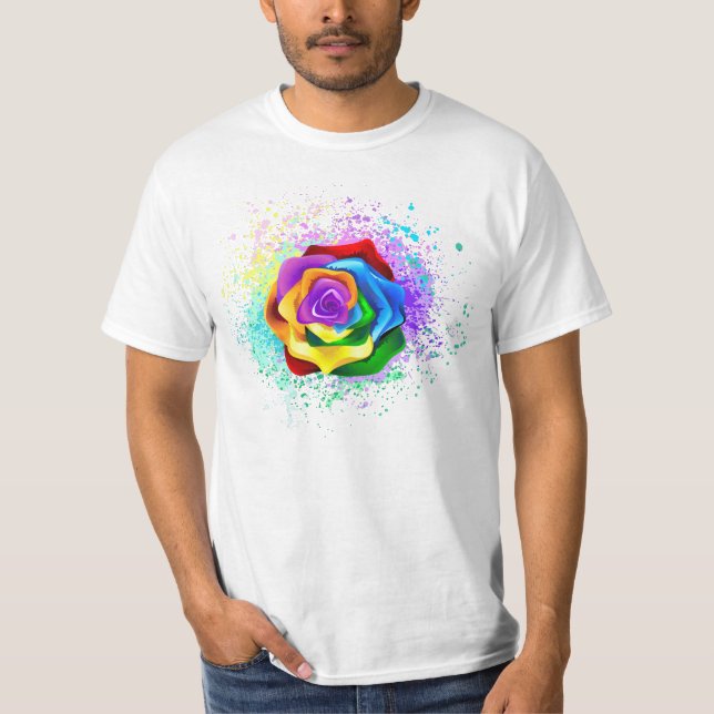 Colourful Rainbow Rose T-Shirt (Front)