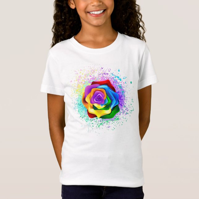 Colourful Rainbow Rose T-Shirt (Front)